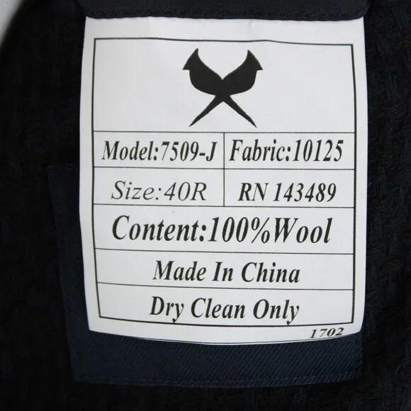 Cardinal of Canada NWT Wool Sport Coat Size 40R US In Black & Blue Knit